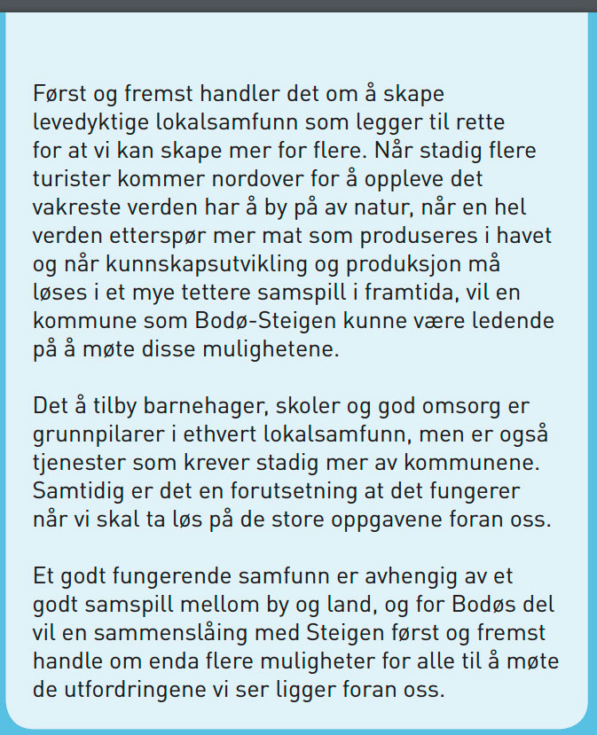 Dette betyr en sammenslåing for innbyggerne i Bodø kommune.